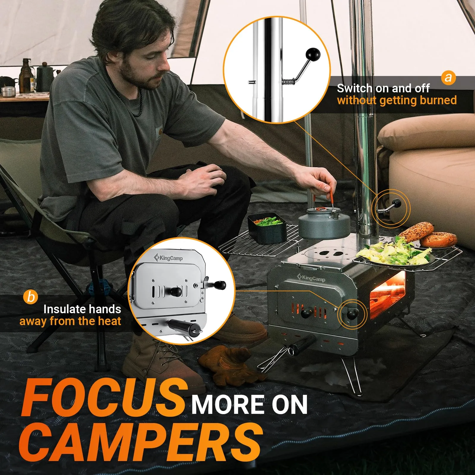KingCamp Tipi Hot Tent & Surefire Stove Bundle