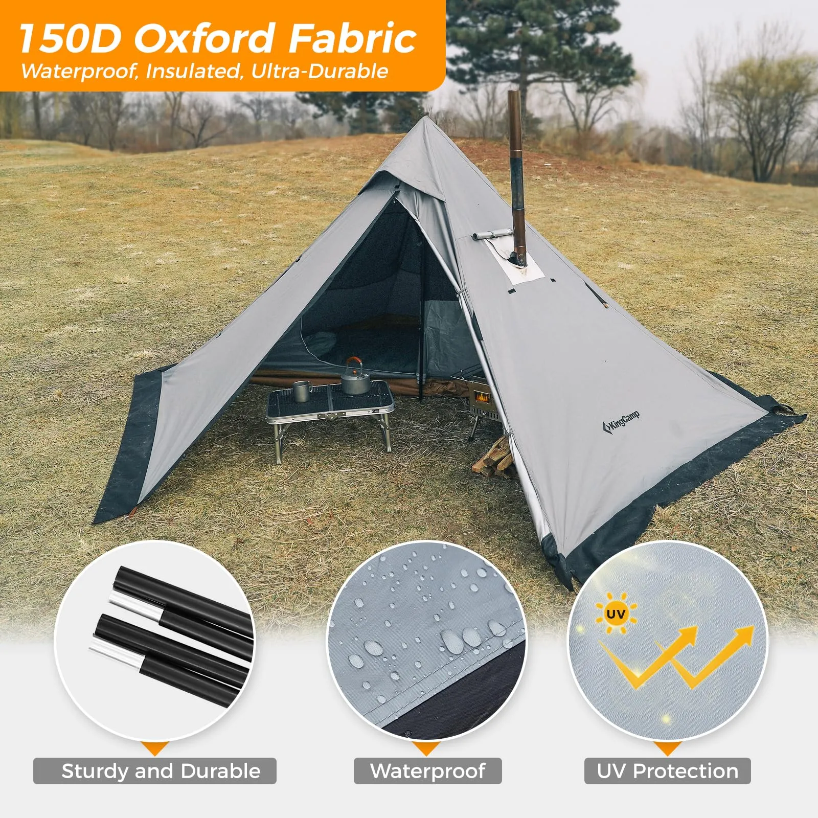 KingCamp Tipi Hot Tent & Surefire Stove Bundle