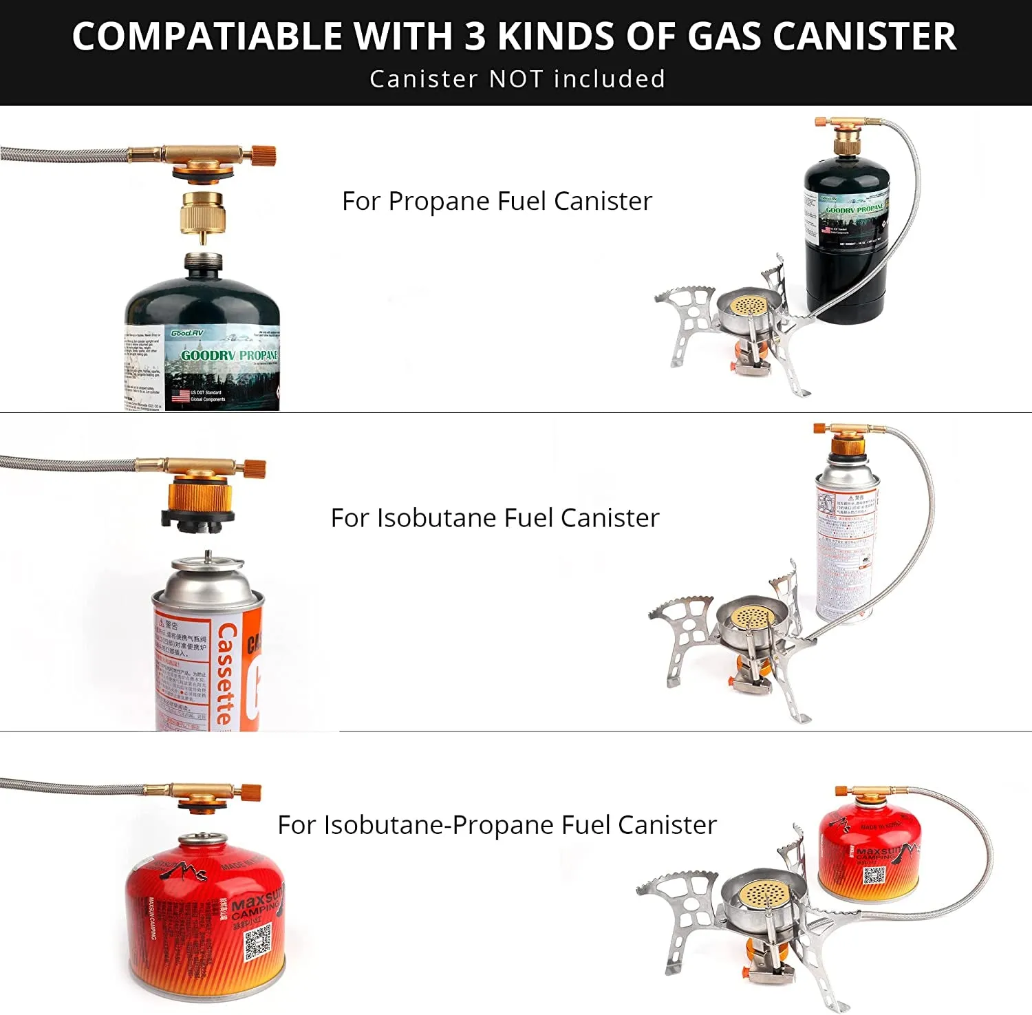Kit Specialized items Mini Canister Stove Collapsible Portable Stove Adapter Gas Ignition-3900W-Lightweight-Windproof-Butane Stove and Fuel Adapter Camping Piezo Hiking All-inclusive Backpacking Camping for with with