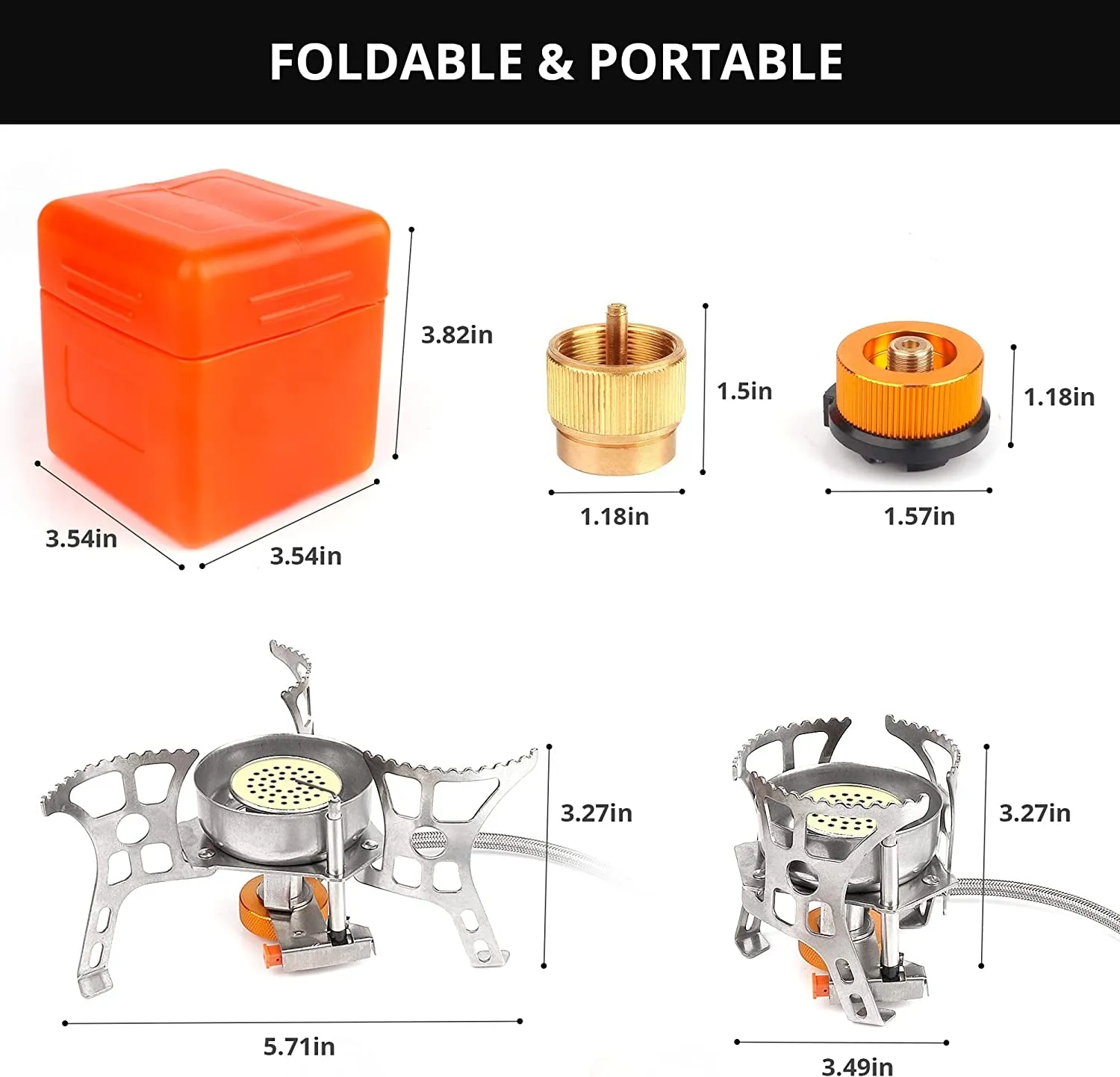 Kit Specialized items Mini Canister Stove Collapsible Portable Stove Adapter Gas Ignition-3900W-Lightweight-Windproof-Butane Stove and Fuel Adapter Camping Piezo Hiking All-inclusive Backpacking Camping for with with