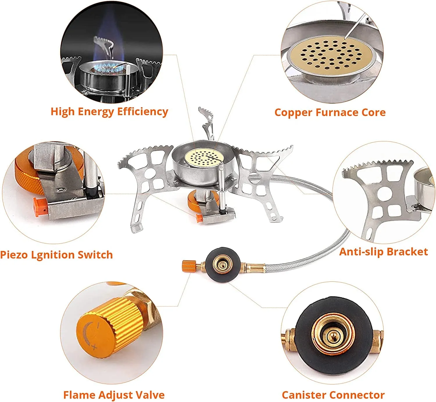 Kit Specialized items Mini Canister Stove Collapsible Portable Stove Adapter Gas Ignition-3900W-Lightweight-Windproof-Butane Stove and Fuel Adapter Camping Piezo Hiking All-inclusive Backpacking Camping for with with