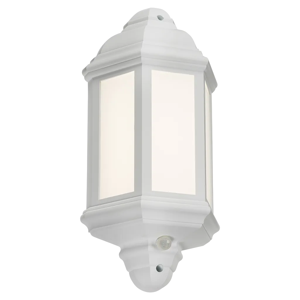 Knightsbridge LANT4W 230V IP54 8W LED Half Wall Lantern with PIR - White