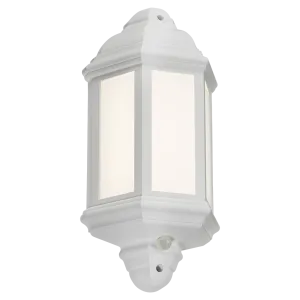 Knightsbridge LANT4W 230V IP54 8W LED Half Wall Lantern with PIR - White