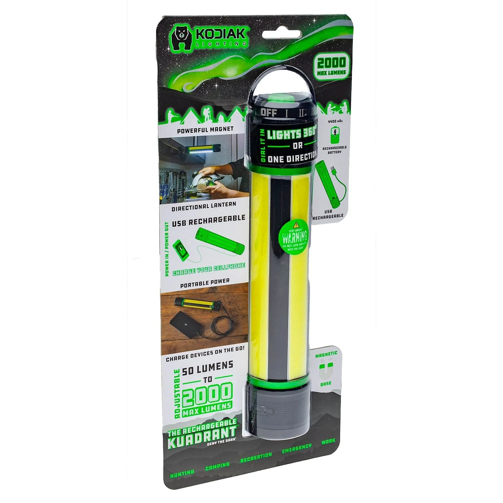Kodiak® Rechargeable Kuadrant® 2000 Lumen COB LED Lantern