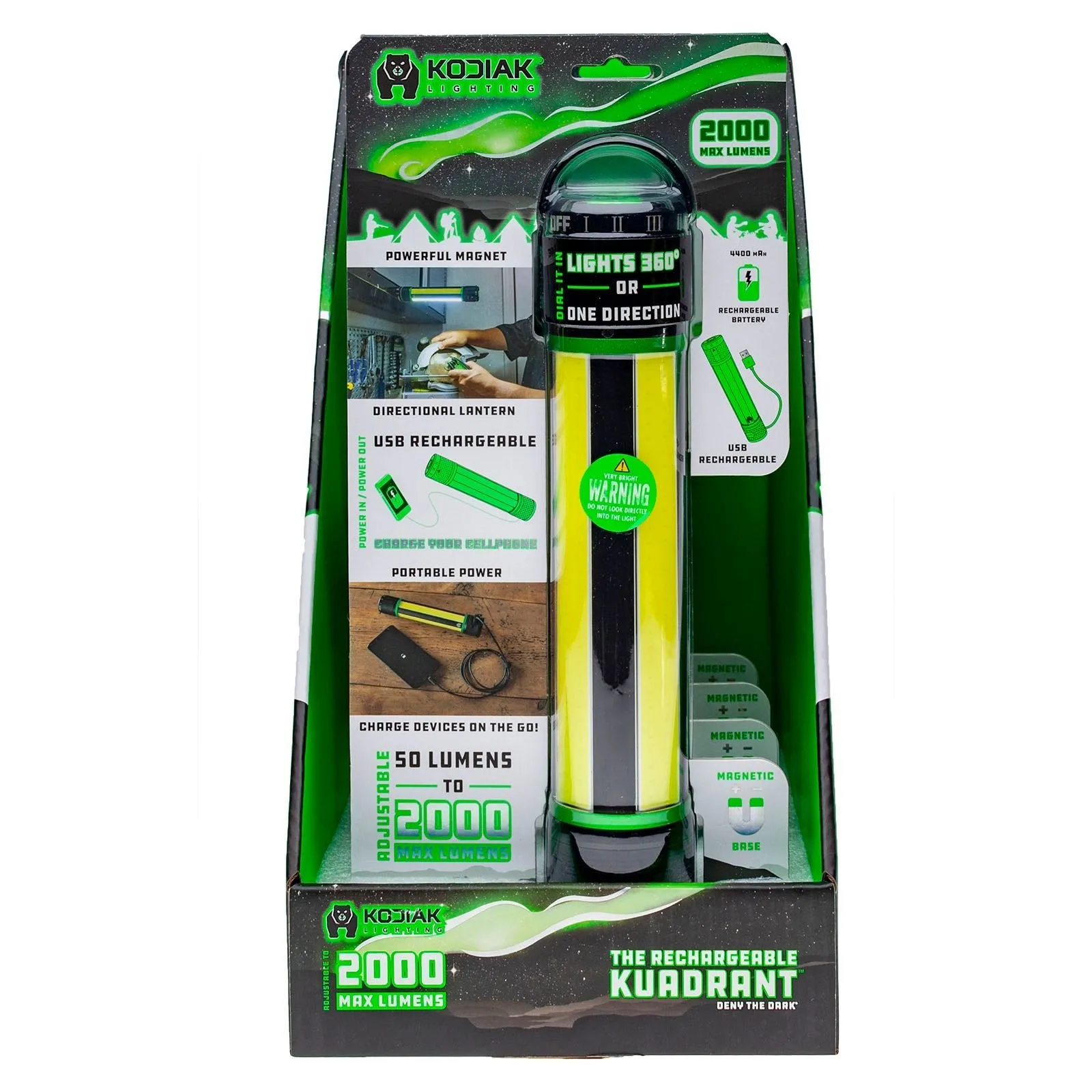 Kodiak® Rechargeable Kuadrant® 2000 Lumen COB LED Lantern