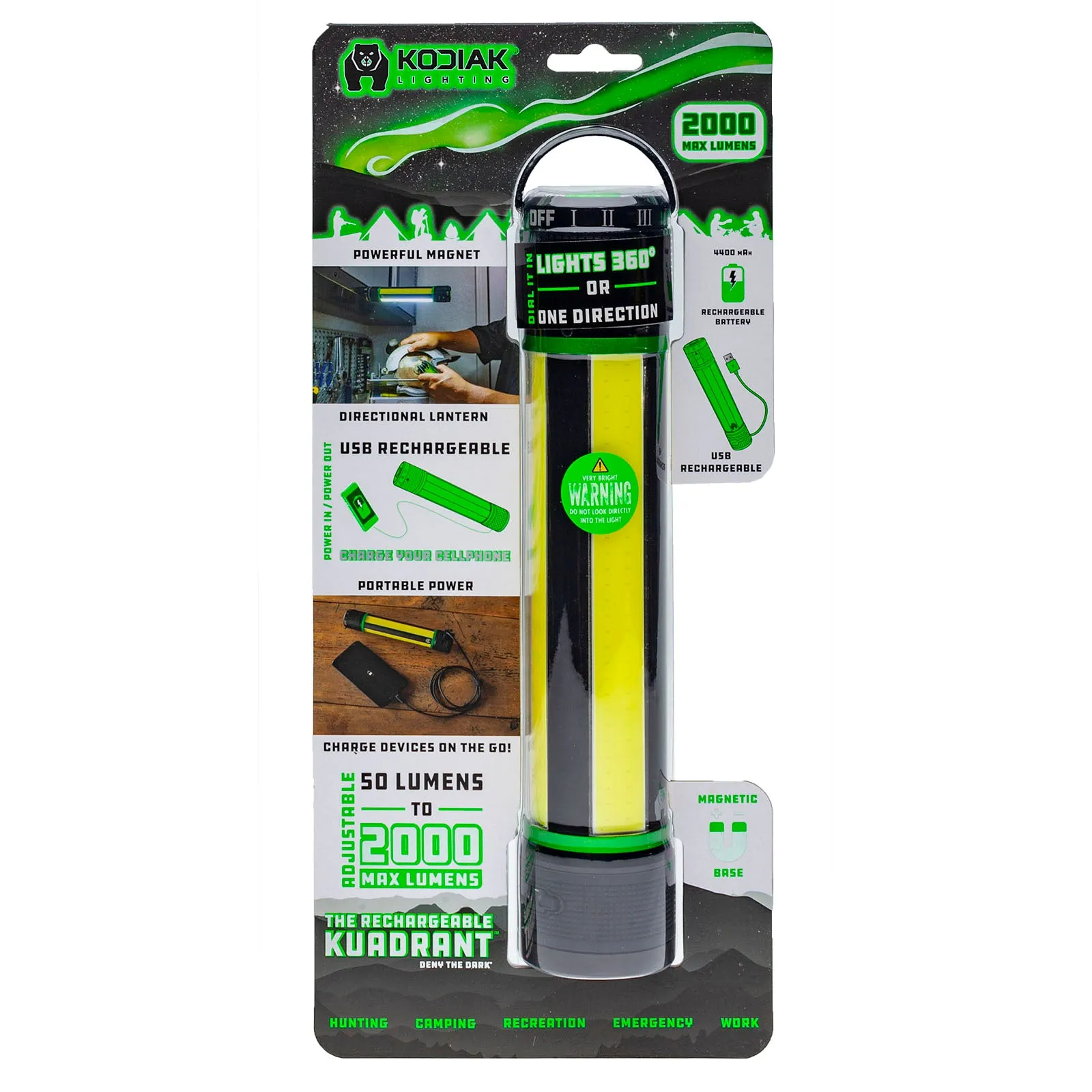 Kodiak® Rechargeable Kuadrant® 2000 Lumen COB LED Lantern