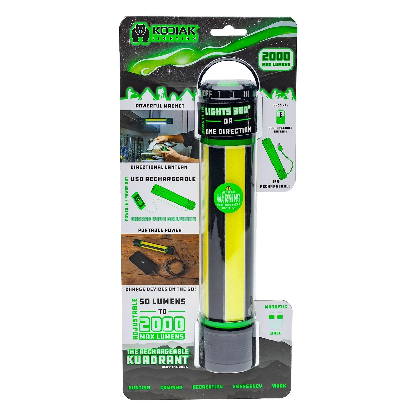 Kodiak® Rechargeable Kuadrant® 2000 Lumen COB LED Lantern
