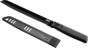 Kuhn Rikon COLORI Non-Stick Bread Knife with Safety Sheath, 7 inch/17.78 cm Blade, Black