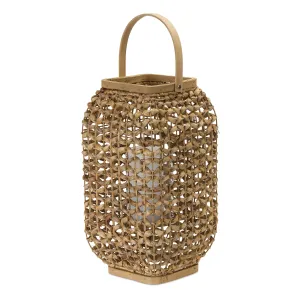 Lantern 16"H Wicker/Glass