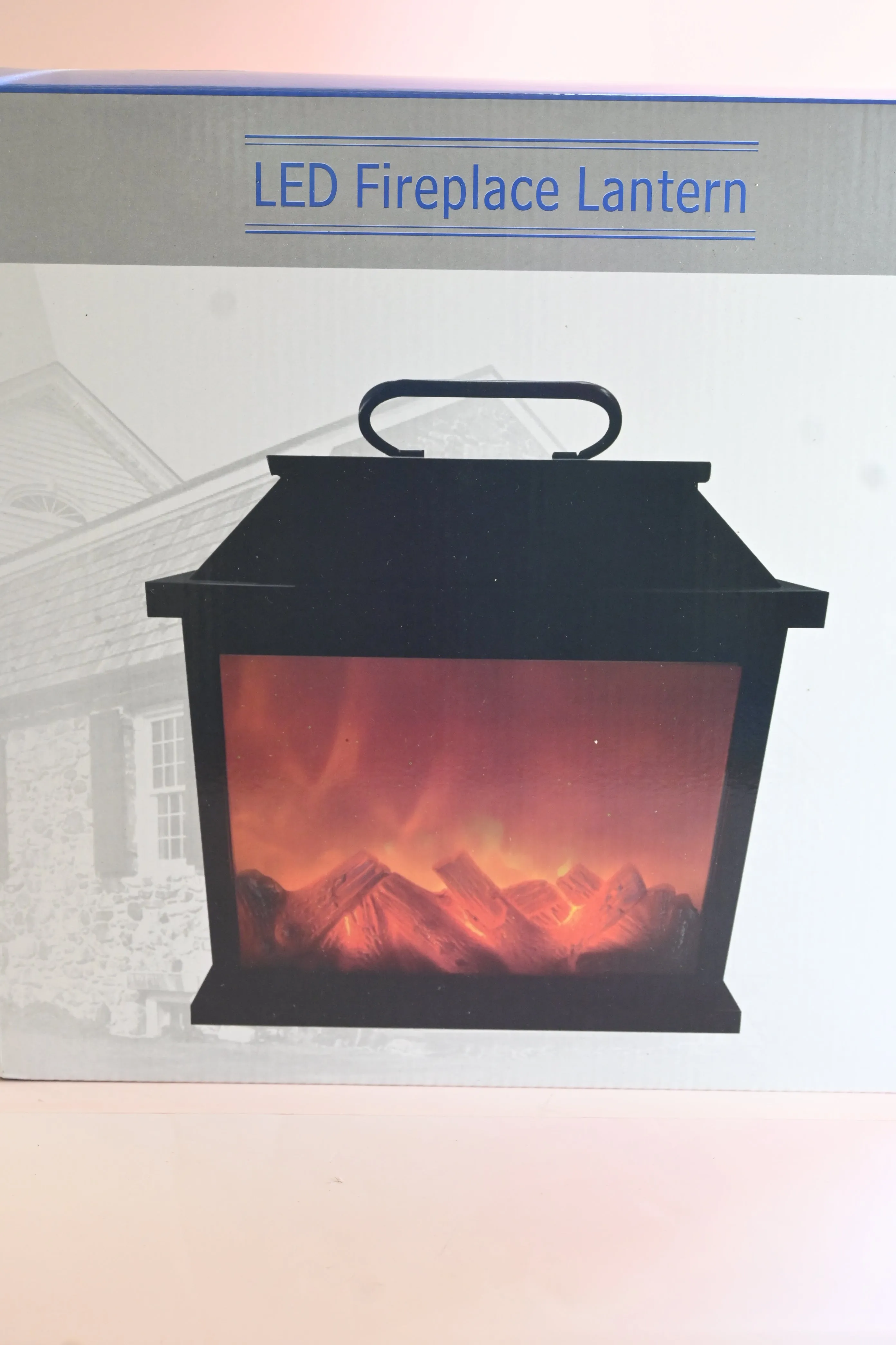 Lantern-Style LED Fireplace with Realistic Flame Effect