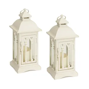 Lantern w/3"x3" LED Candle 12.25"H Iron/Glass/Plastic - 2 AA Batteries Not Included
