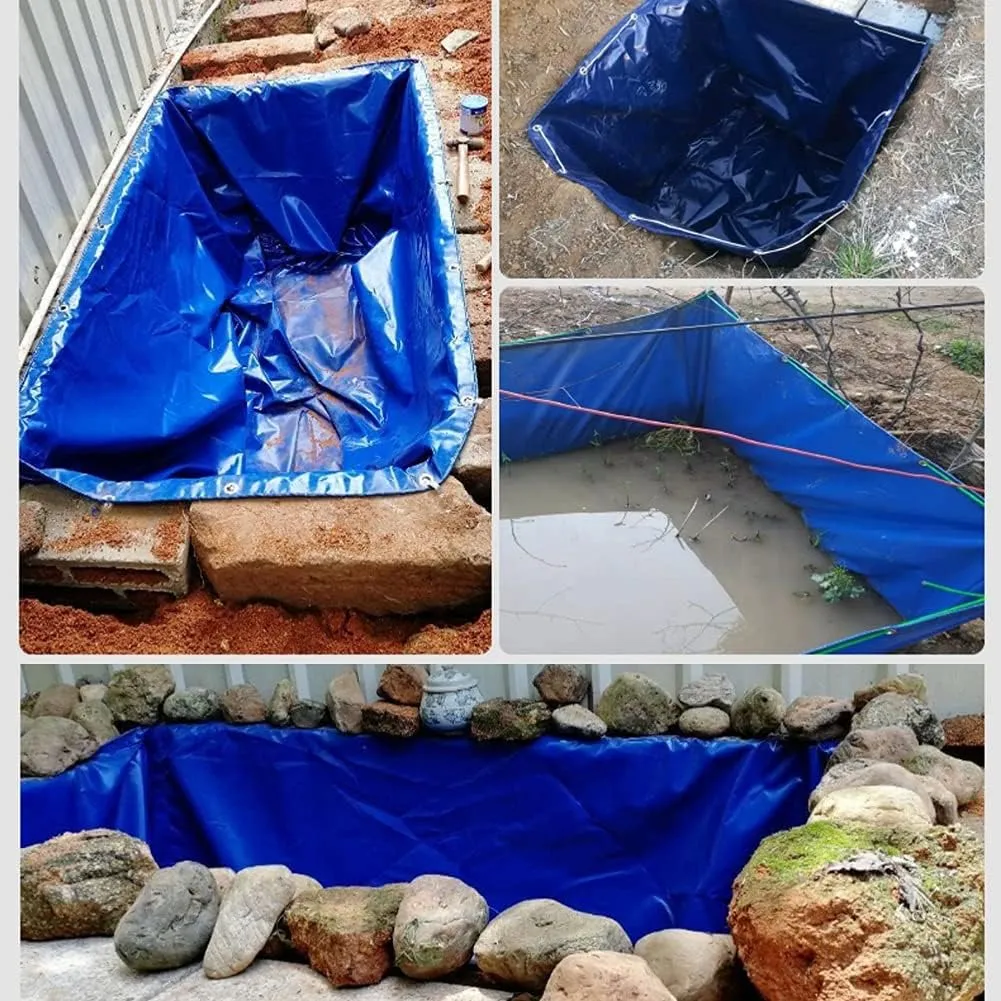 Large Flexible Fish Pond Liner with Grommets - Foldable PVC Canvas for Outdoor Pools & Temporary Saltwater Fish & Koi Holding Tanks - Durable, Easy to Install