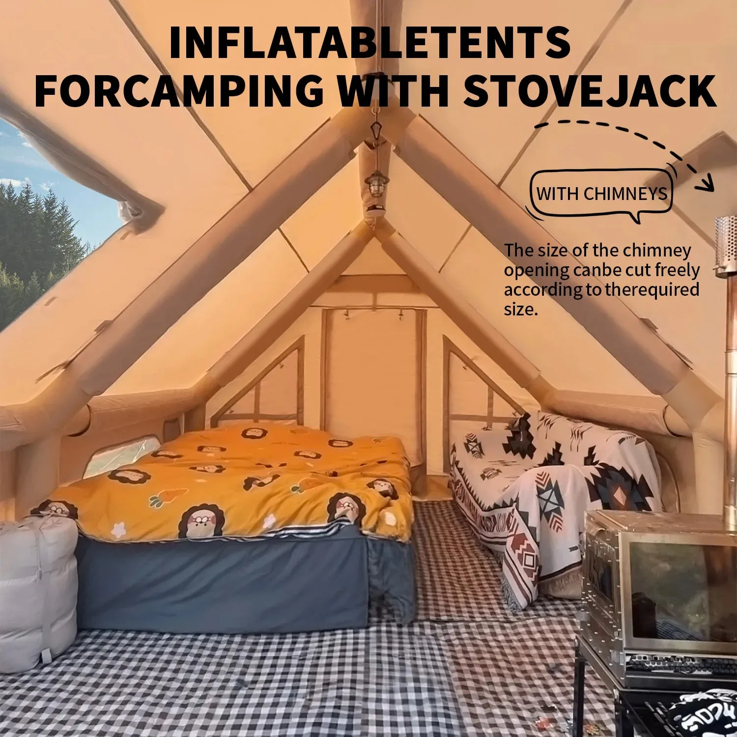 Large Inflatable Camping Tent with Hand Pump Easy Setup Portable Tent for Camping