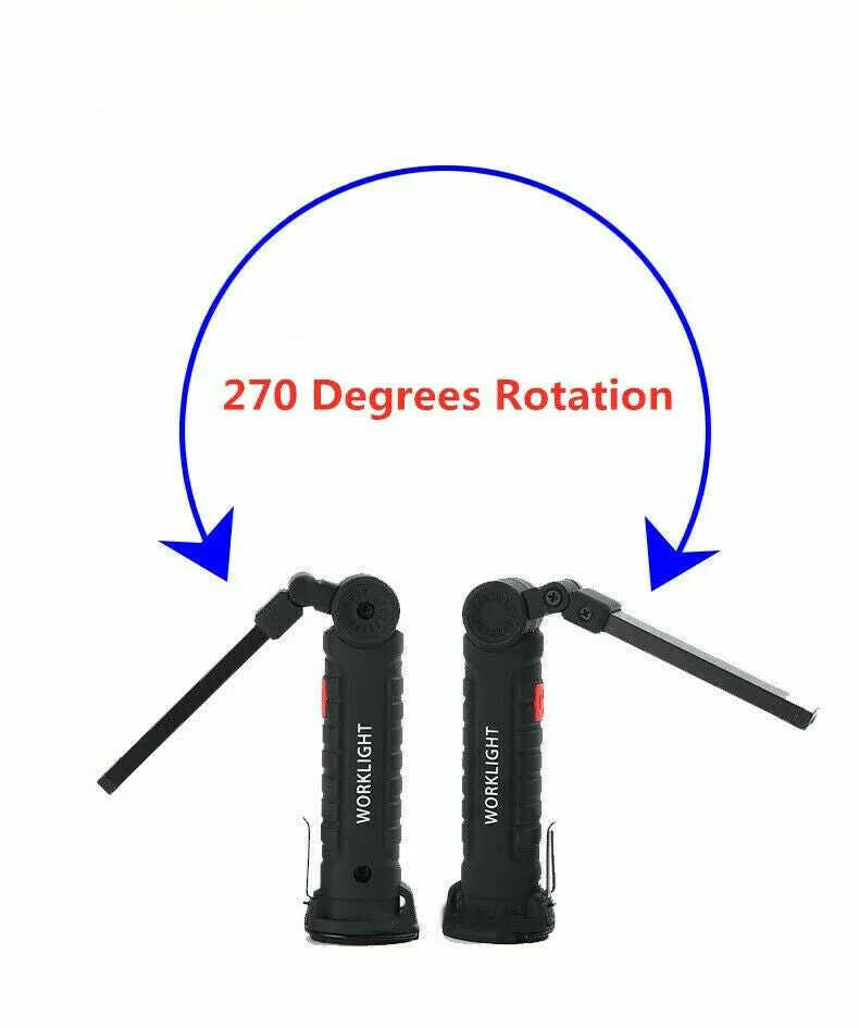Large Rechargeable COB LED Hand Torch Flashlight Work Light Lamp Magnetic