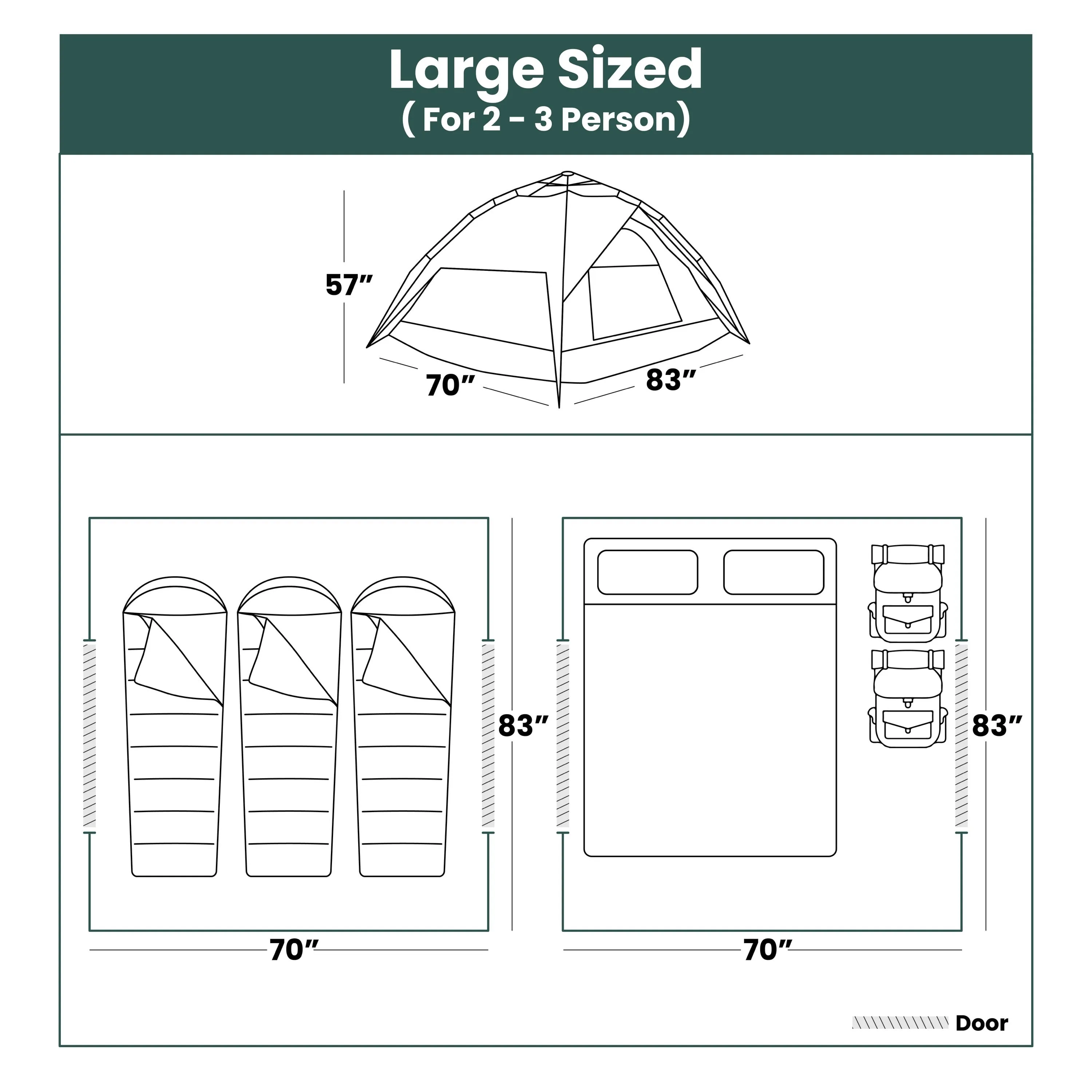 Large-Sized 3 Secs Tent   FREE Camping Tarp (For 2-3 Person, US)