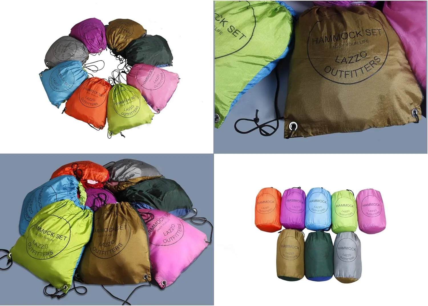 LAZZO Double Camping Hammock | Bundle Includes Net, Tarp, Tree Straps, Backpack | Weighs 4 Pounds, Perfect for Hammock Camping,Backpacking，Hiking | Lightweight Nylon