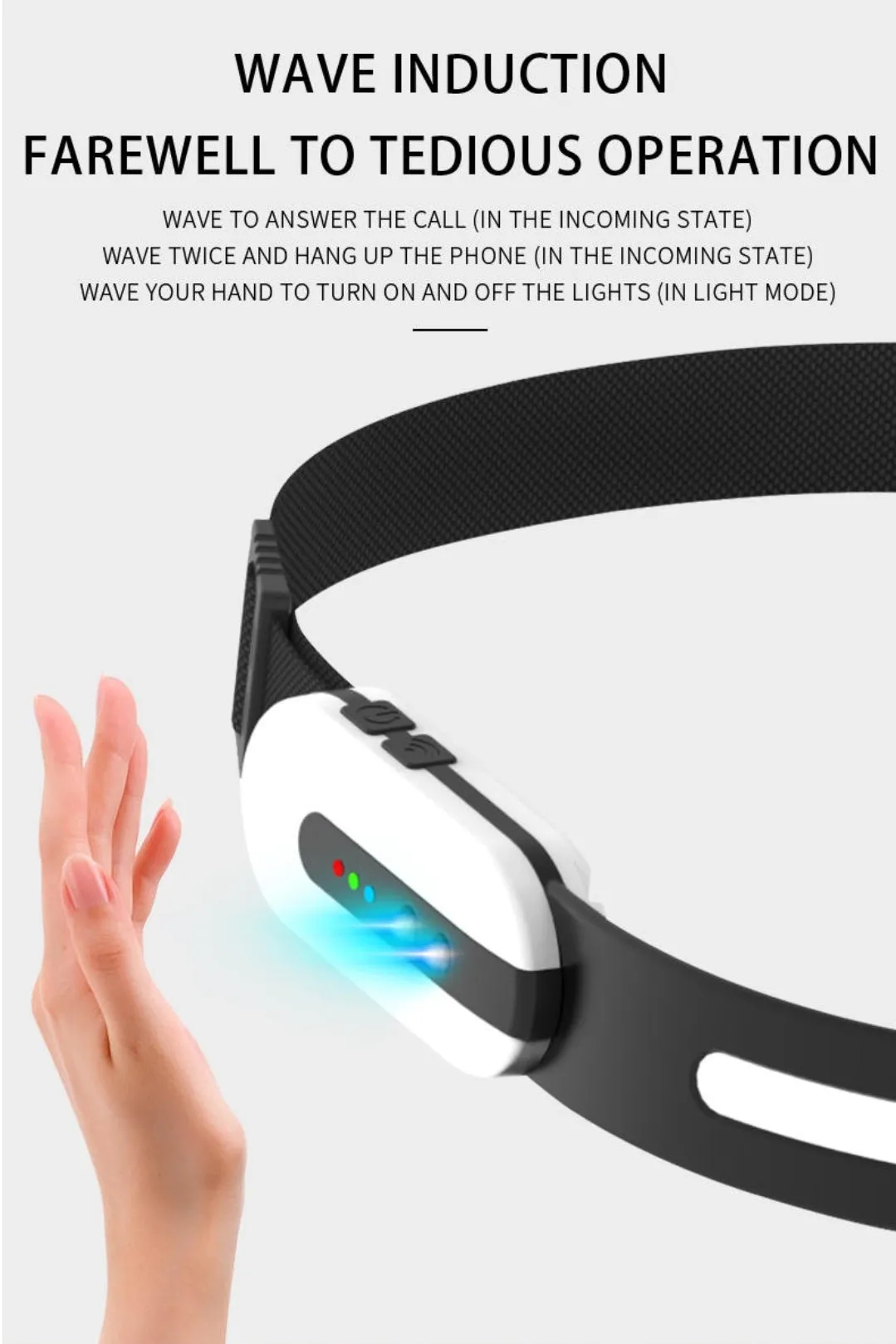 LED headlamp sensor headlight Motion Sensor Phone Music Function All Perspectives Induction with Built-in speaker