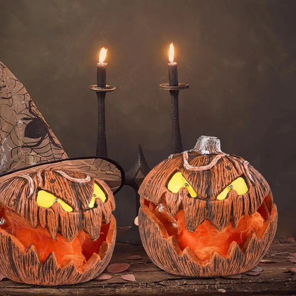 LED Pumpkin Lantern - Jack-O-Lantern Decor Mouth Open Talking Halloween Pumpkin Lights For Indoor