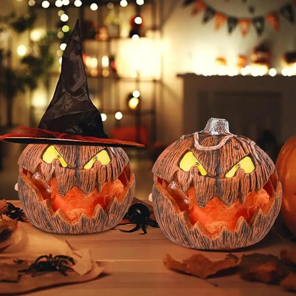 LED Pumpkin Lantern - Jack-O-Lantern Decor Mouth Open Talking Halloween Pumpkin Lights For Indoor