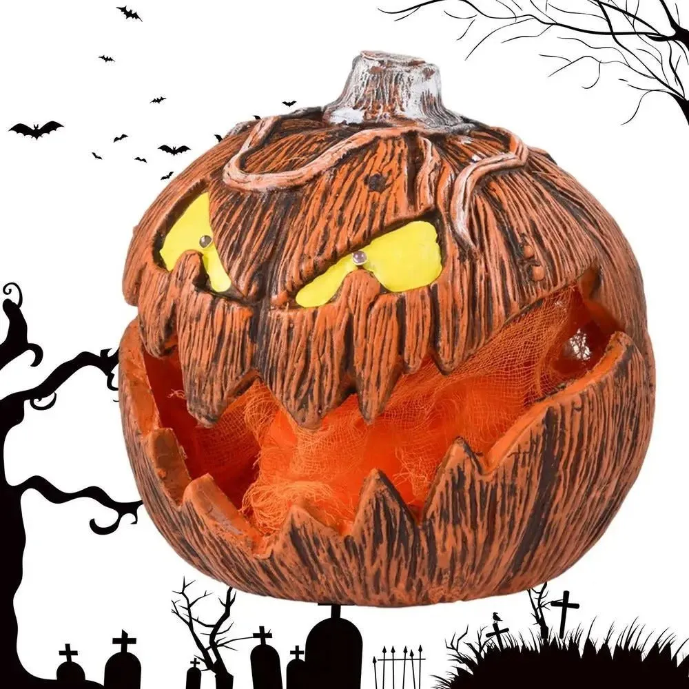 LED Pumpkin Lantern - Jack-O-Lantern Decor Mouth Open Talking Halloween Pumpkin Lights For Indoor