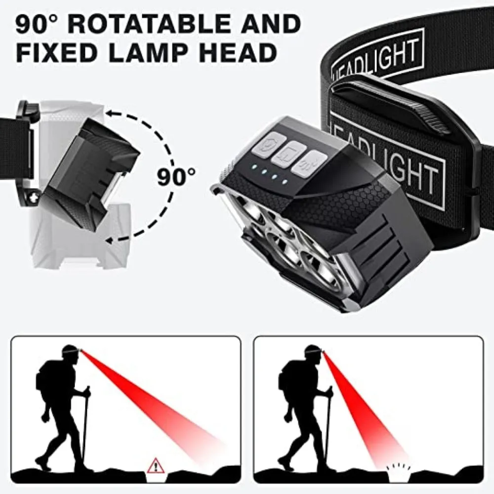 LED Rechargeable Headlamp 1200 Lumen Waterproof Motion Sensor Light for Camping & Fishing