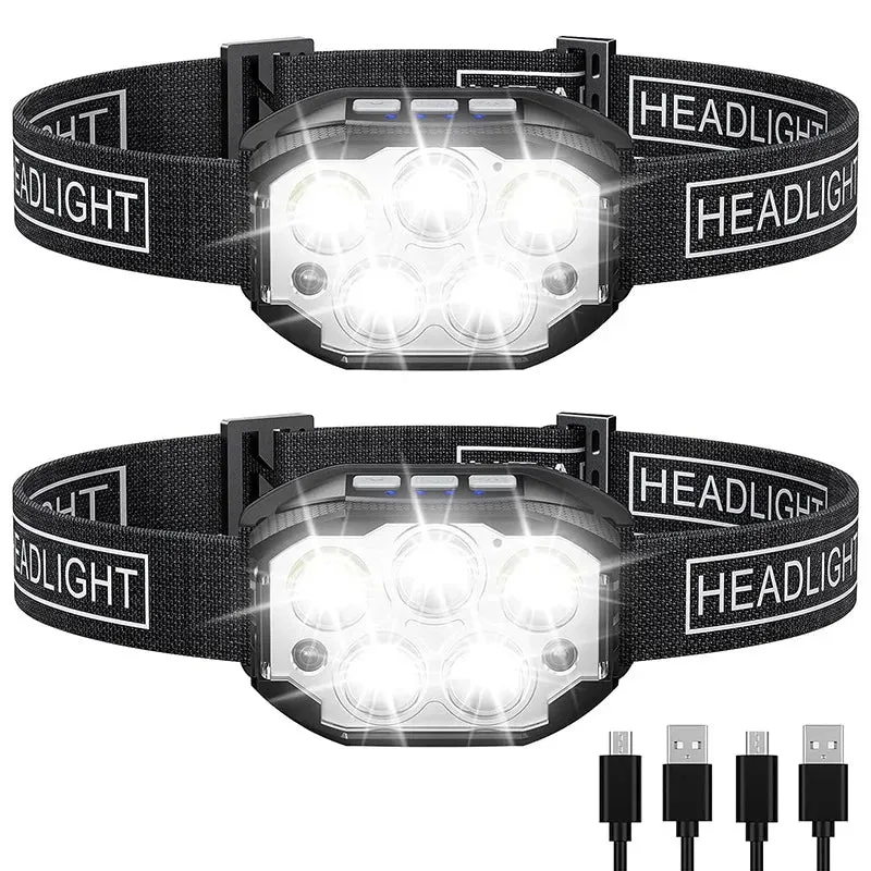 LED Rechargeable Headlamp 1200 Lumen Waterproof Motion Sensor Light for Camping & Fishing