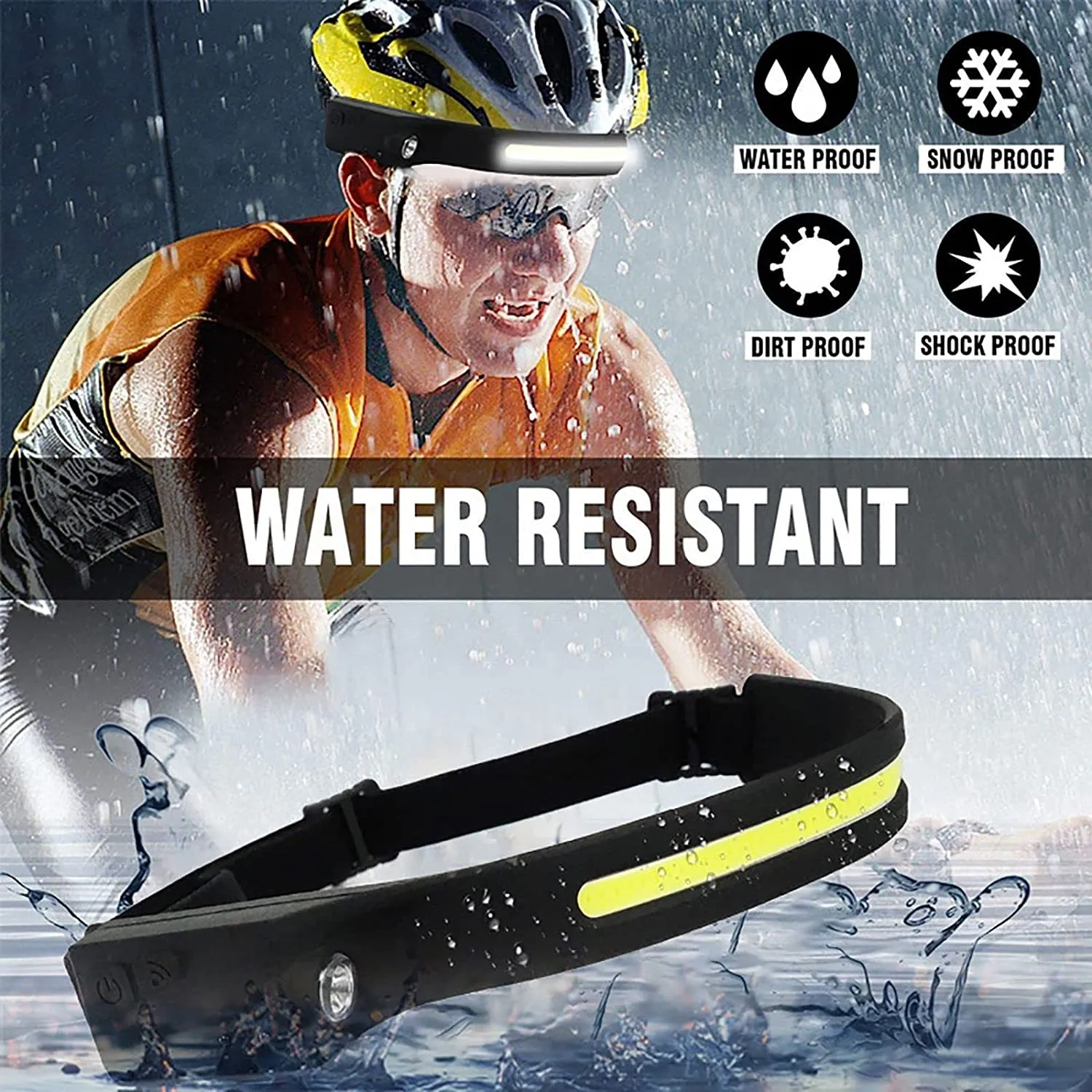 LED Rechargeable Headlamp, Adults Waterproof Strip Lamp Head Lamp