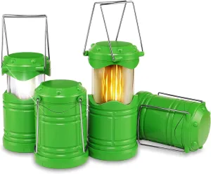 Lichamp 4 Pack LED Camping Lanterns, Collapsible Flameless Candles Tea Lights, Portable Battery Powered Camping Lights Emergency Supplies Kit, Green