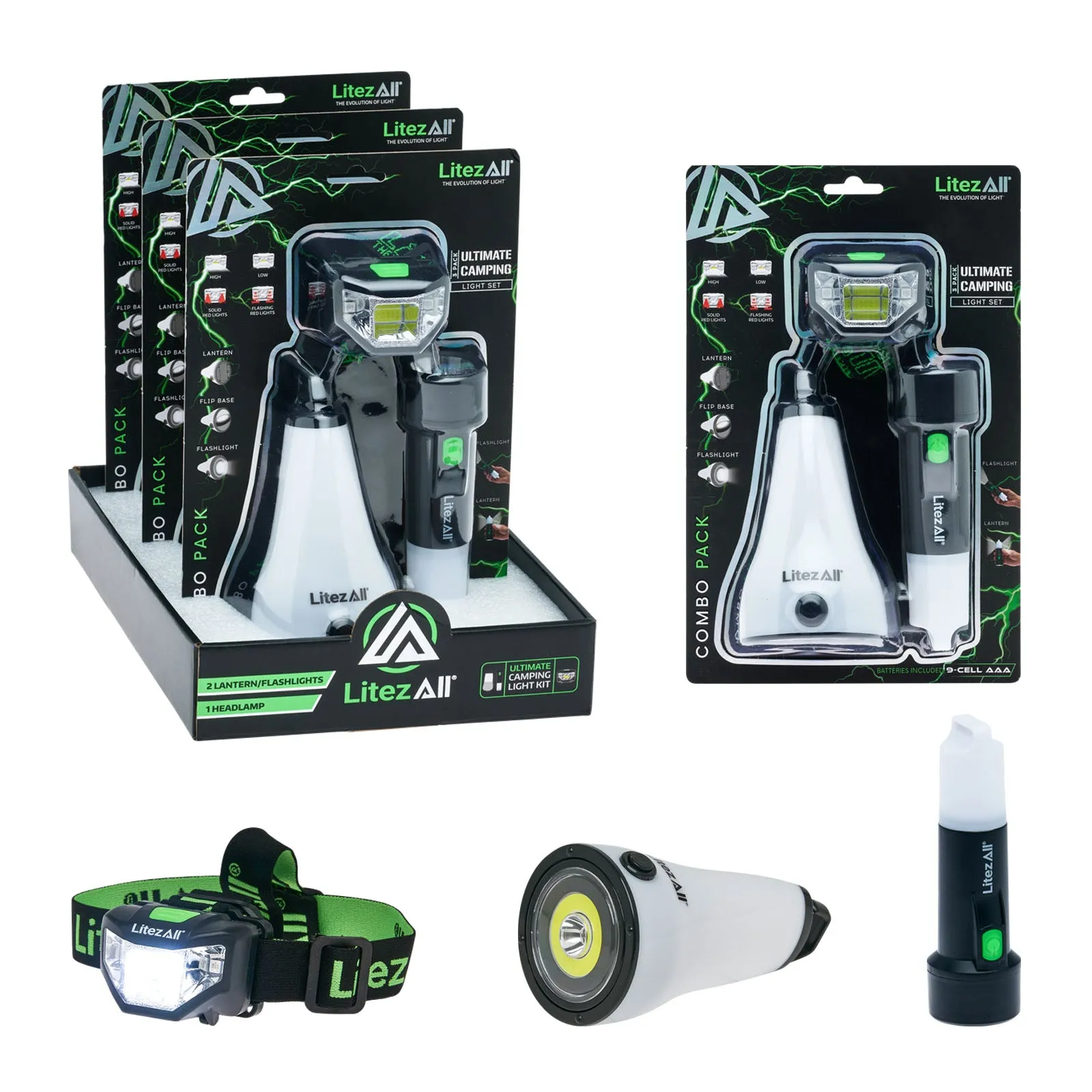 LitezAll Camping Set 3 Piece Combo