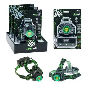 LitezAll Rechargeable 1300 Lumen Head Lamp