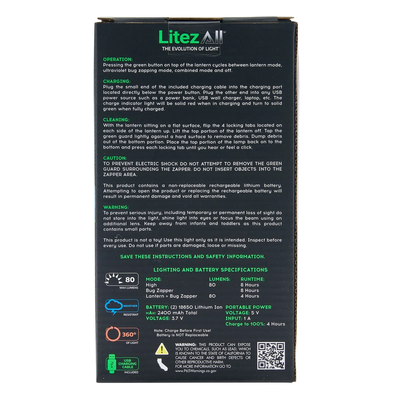 LitezAll Rechargeable Bug Zapper Lantern