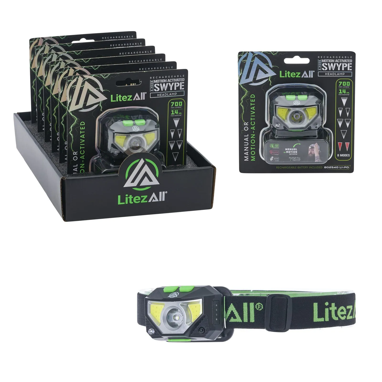 LitezAll Rechargeable Swype Motion Activated Headlamp