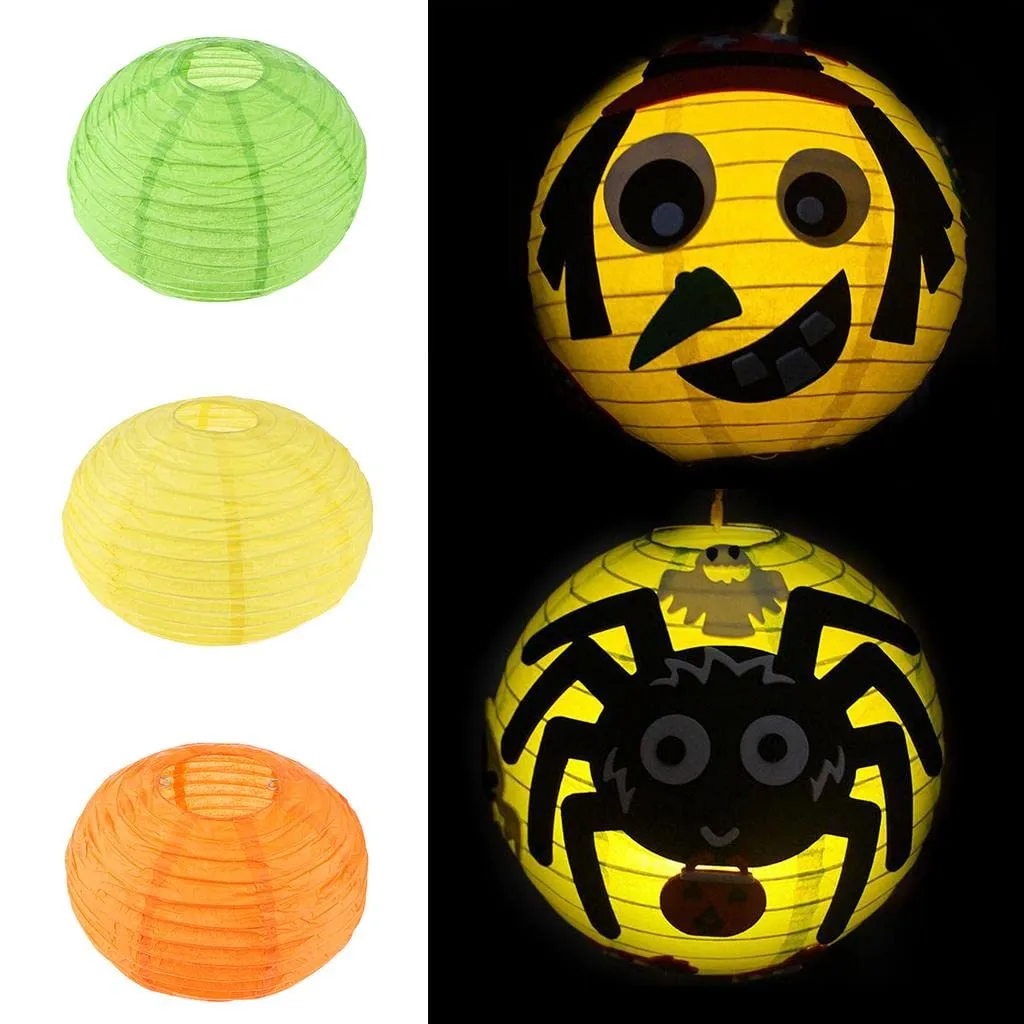 LOSA Halloween Paper Handhold Lantern Led Lamp Scary Party Props DIY Spider