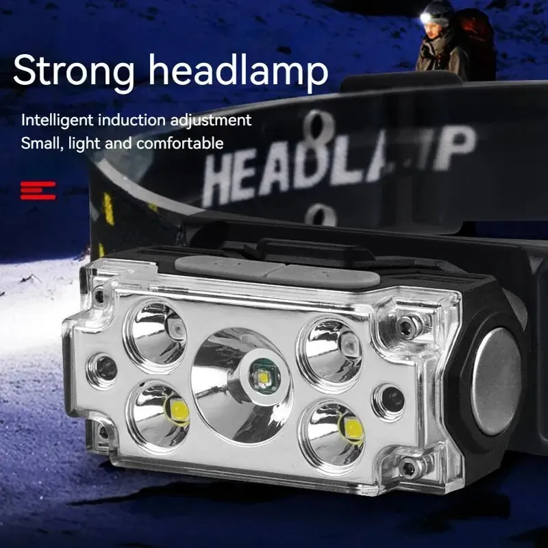 Mini 5LED USB Rechargeable Headlamp with Motion Sensor