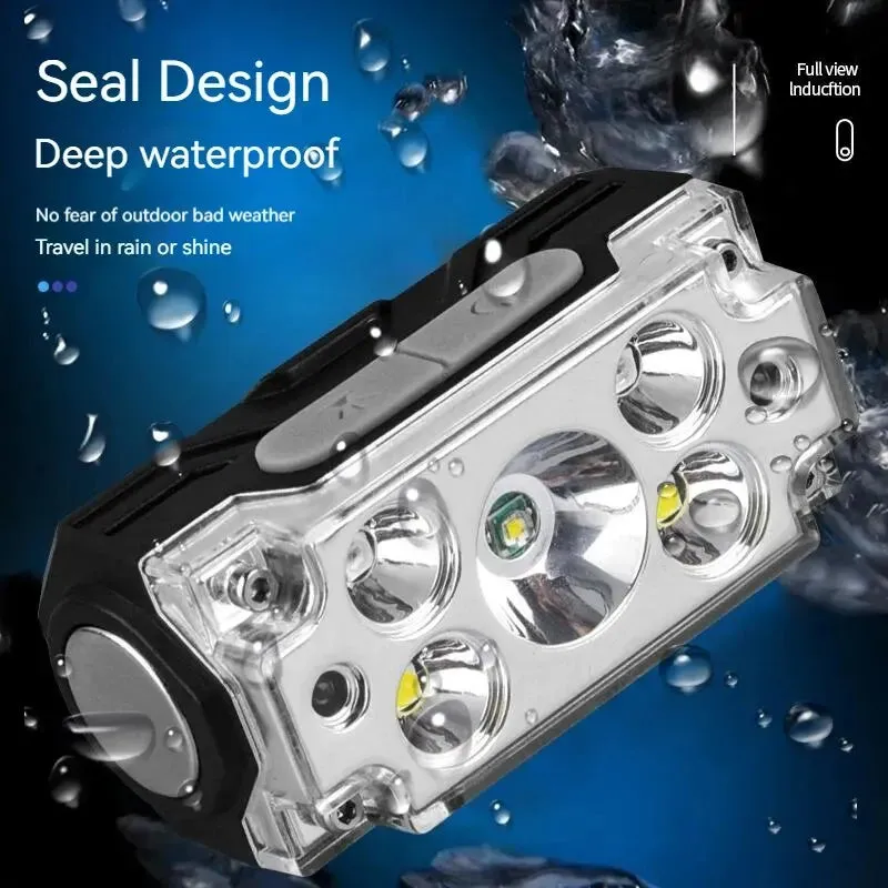 Mini 5LED USB Rechargeable Headlamp with Motion Sensor
