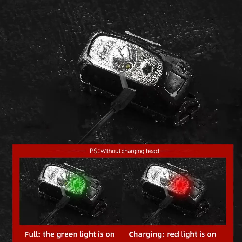 Mini Headlamp - Red and White USB Rechargeable Head Torch Flashlight for Camping, Fishing, Hunting