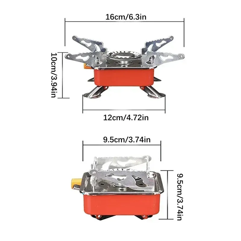 Mini Portable Square Stove For Backpacking Hiking Windproof Burner Camping Stove Foldable Stove For Outdoor Picnic (without Gas Bottle)