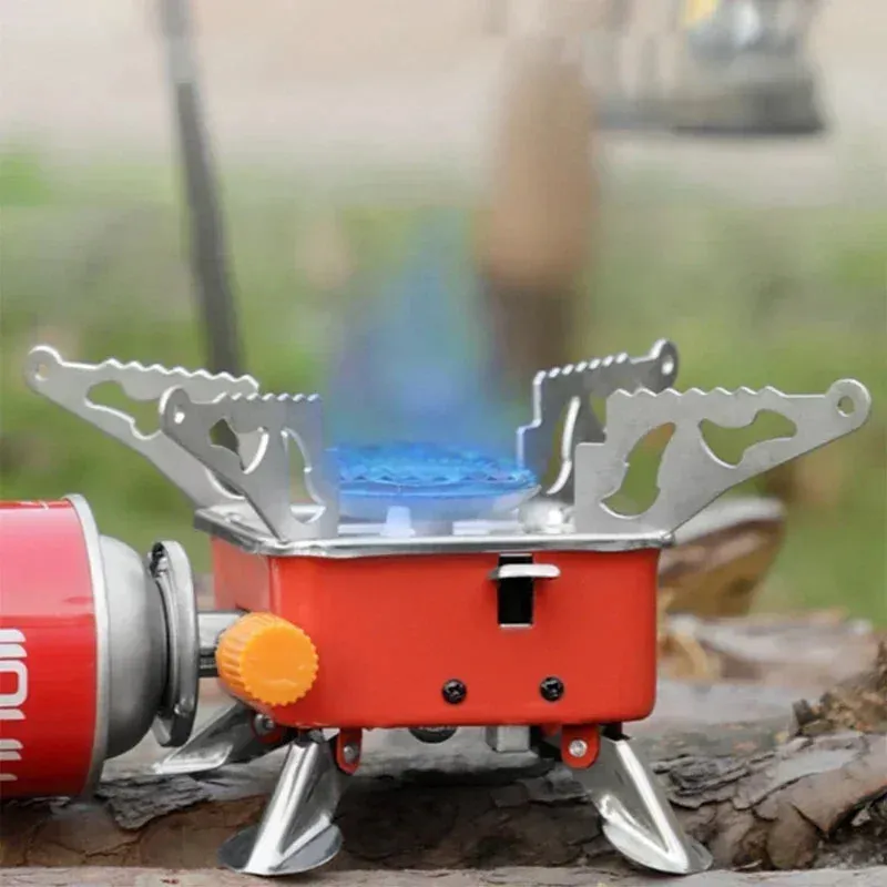 Mini Portable Square Stove For Backpacking Hiking Windproof Burner Camping Stove Foldable Stove For Outdoor Picnic (without Gas Bottle)