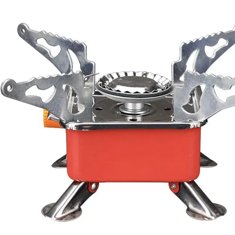 Mini Portable Square Stove For Backpacking Hiking Windproof Burner Camping Stove Foldable Stove For Outdoor Picnic (without Gas Bottle)