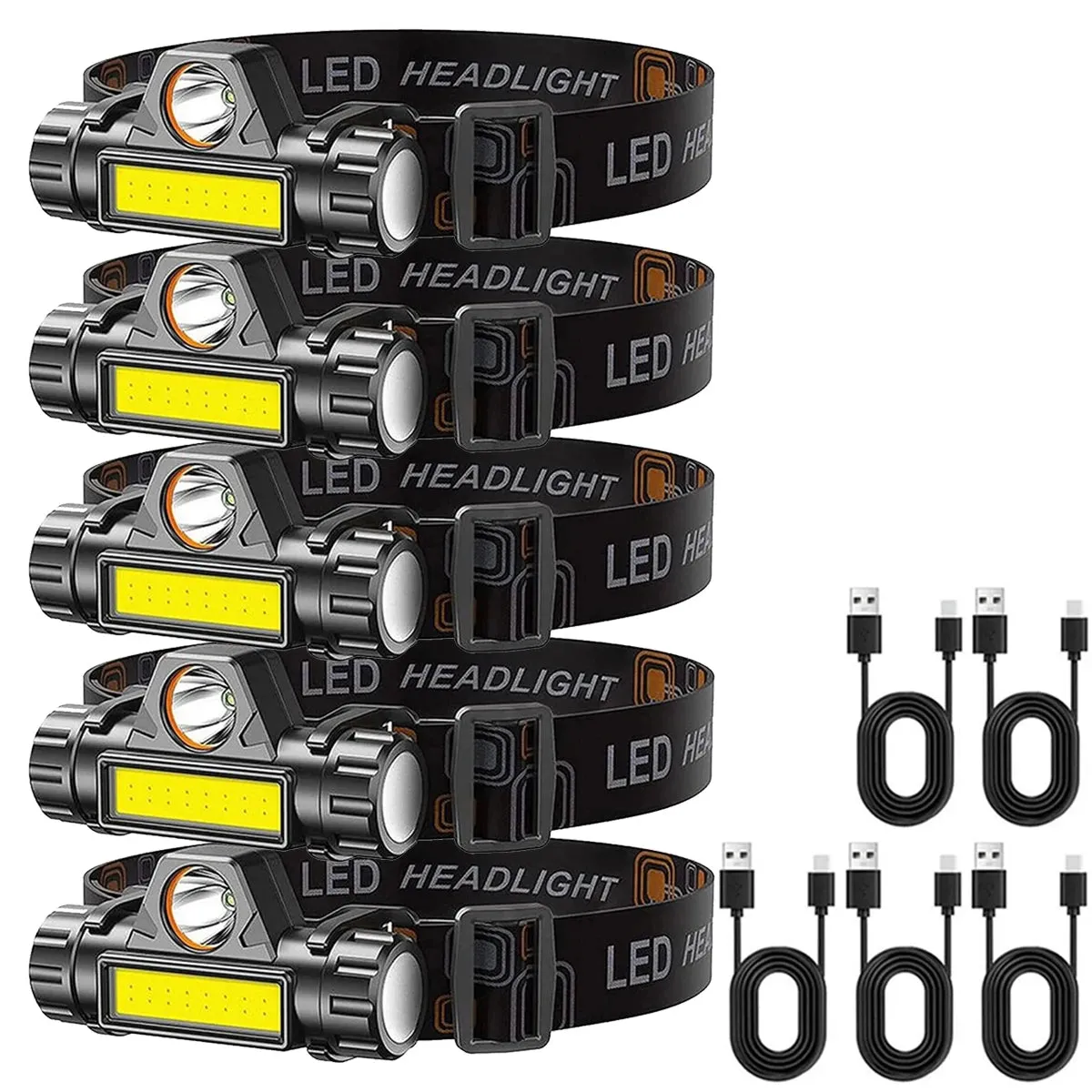 Mini Rechargeable Powerful Sensor Headlamp, 500LM USB Head Flashlight with 5W XPE LED, IPX4 Waterproof for Camping and Search Light
