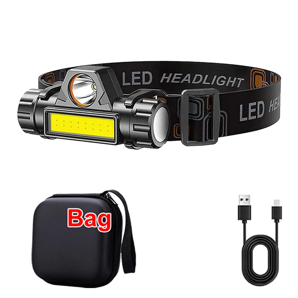 Mini Rechargeable Powerful Sensor Headlamp, 500LM USB Head Flashlight with 5W XPE LED, IPX4 Waterproof for Camping and Search Light