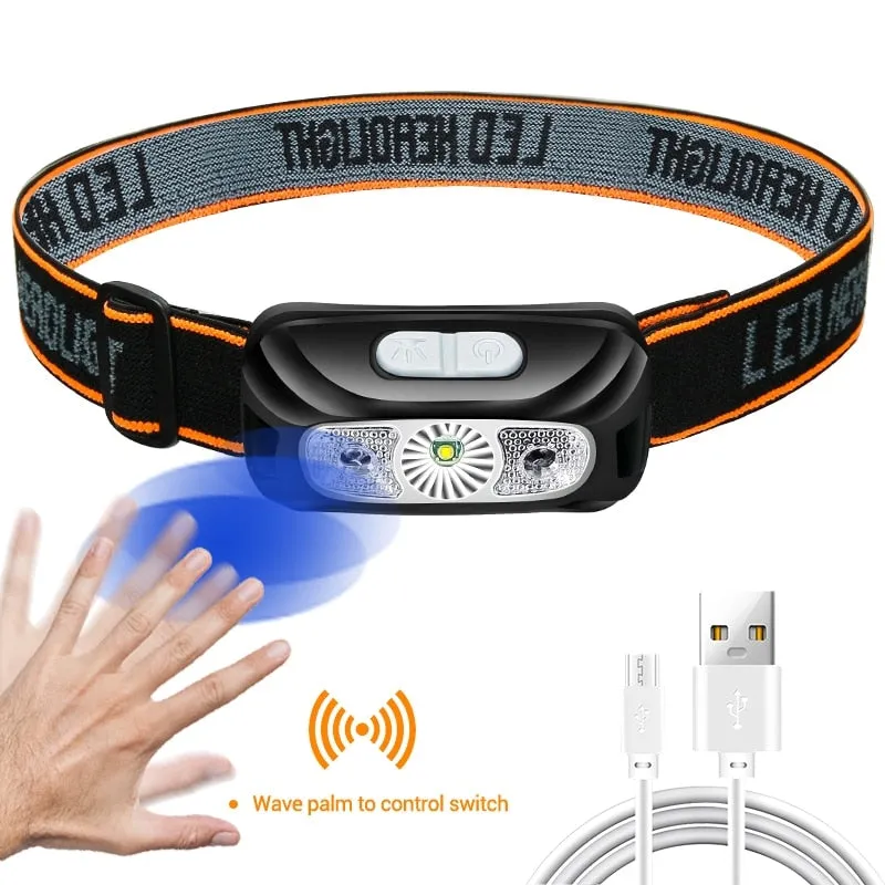 Mini Rechargeable Powerful Sensor Headlamp Fishing Camping Usb Head Flashlight Cob Led Head Light Torch Headlights Front Lantern