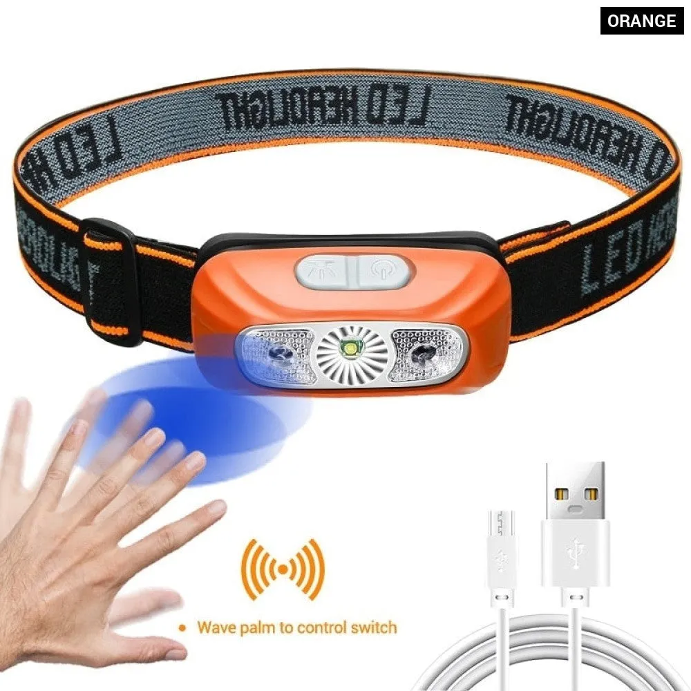 Mini Rechargeable Powerful Sensor Headlamp Fishing Camping Usb Head Flashlight Cob Led Head Light Torch Headlights Front Lantern