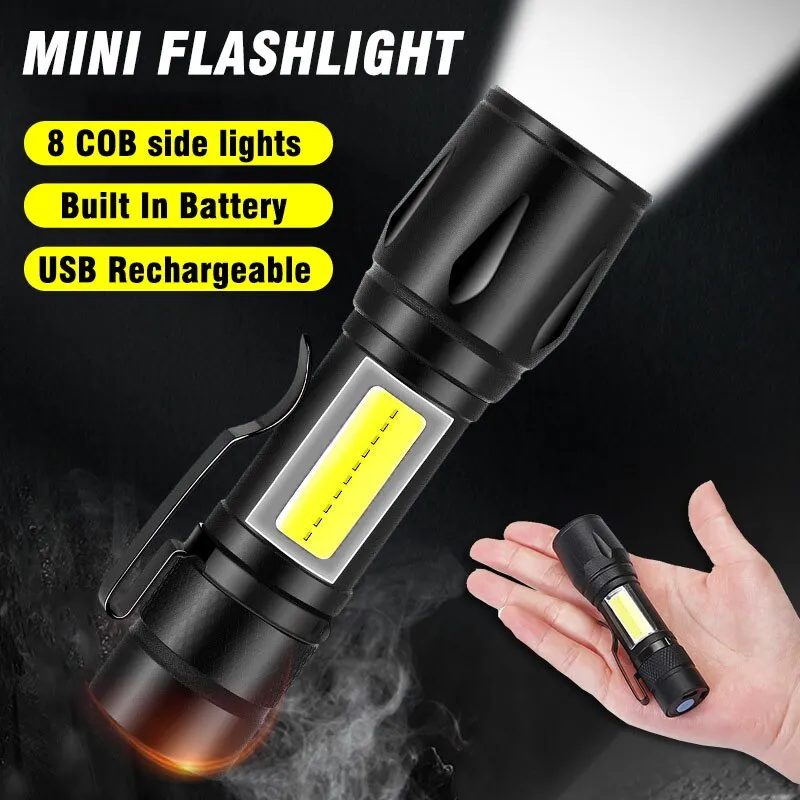 Mini Torch Led Rechargeable Flashlight Portable Usb Charging Flashlight High Power Bank Camping Waterproof Long Range Lantern