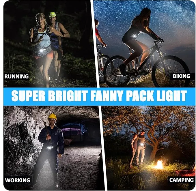 Minsk Running Lights, 1000Lumens Wearable Light Clip on Waist Belt, Super Bright COB Light with Adjustable Large Fanny Packet for Running, Walking, Hiking at Night(Waistlight)