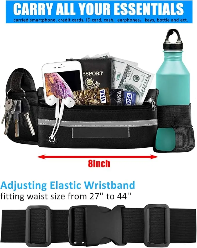 Minsk Running Lights, 1000Lumens Wearable Light Clip on Waist Belt, Super Bright COB Light with Adjustable Large Fanny Packet for Running, Walking, Hiking at Night(Waistlight)