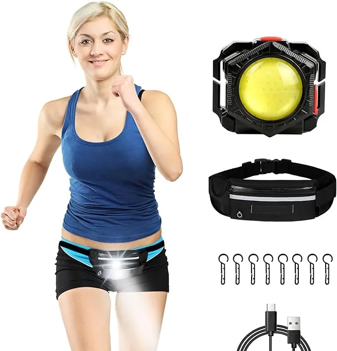 Minsk Running Lights, 1000Lumens Wearable Light Clip on Waist Belt, Super Bright COB Light with Adjustable Large Fanny Packet for Running, Walking, Hiking at Night(Waistlight)