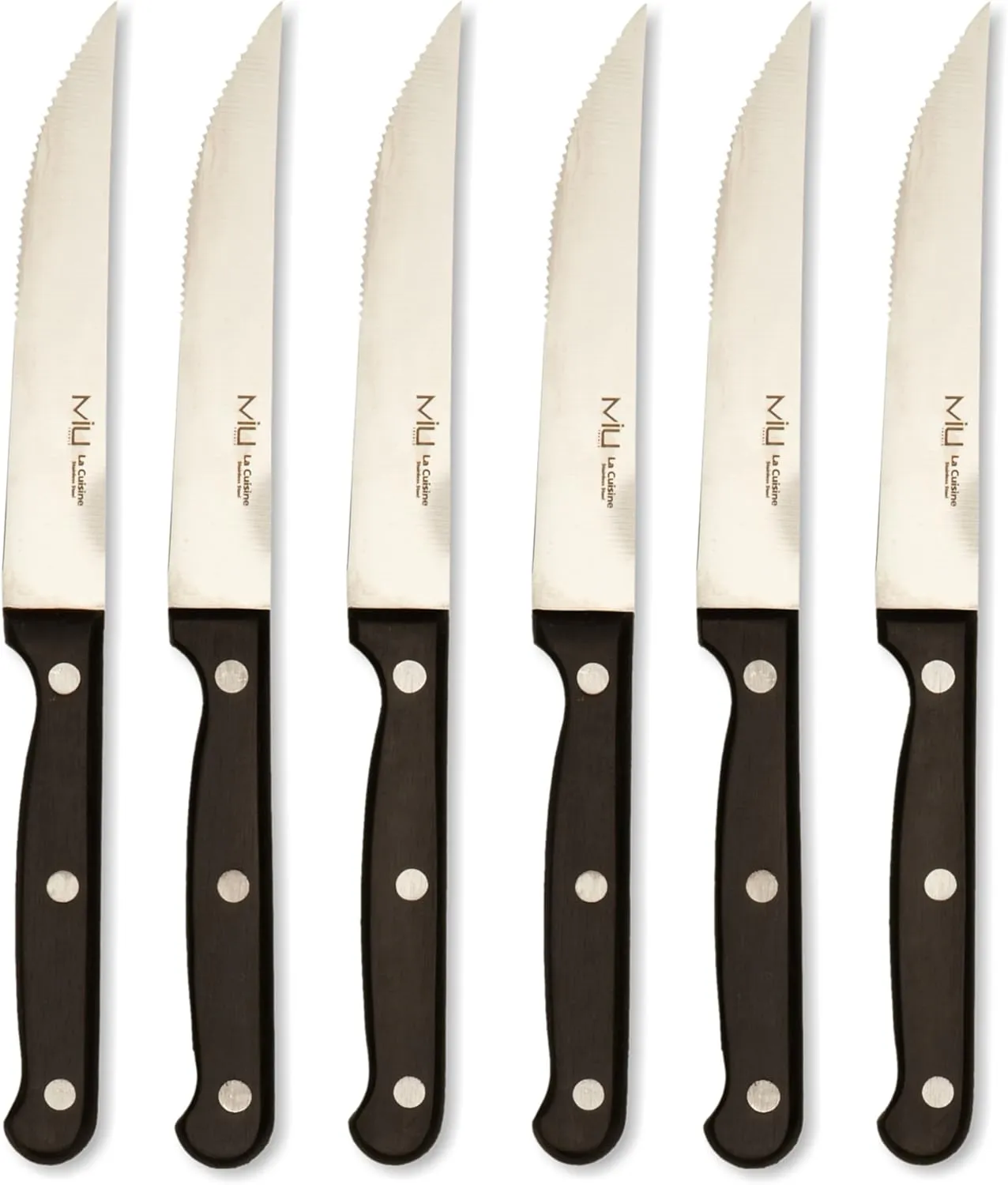 MIU France 6-Piece Gourmet Steak Knife Set, Silver/Black