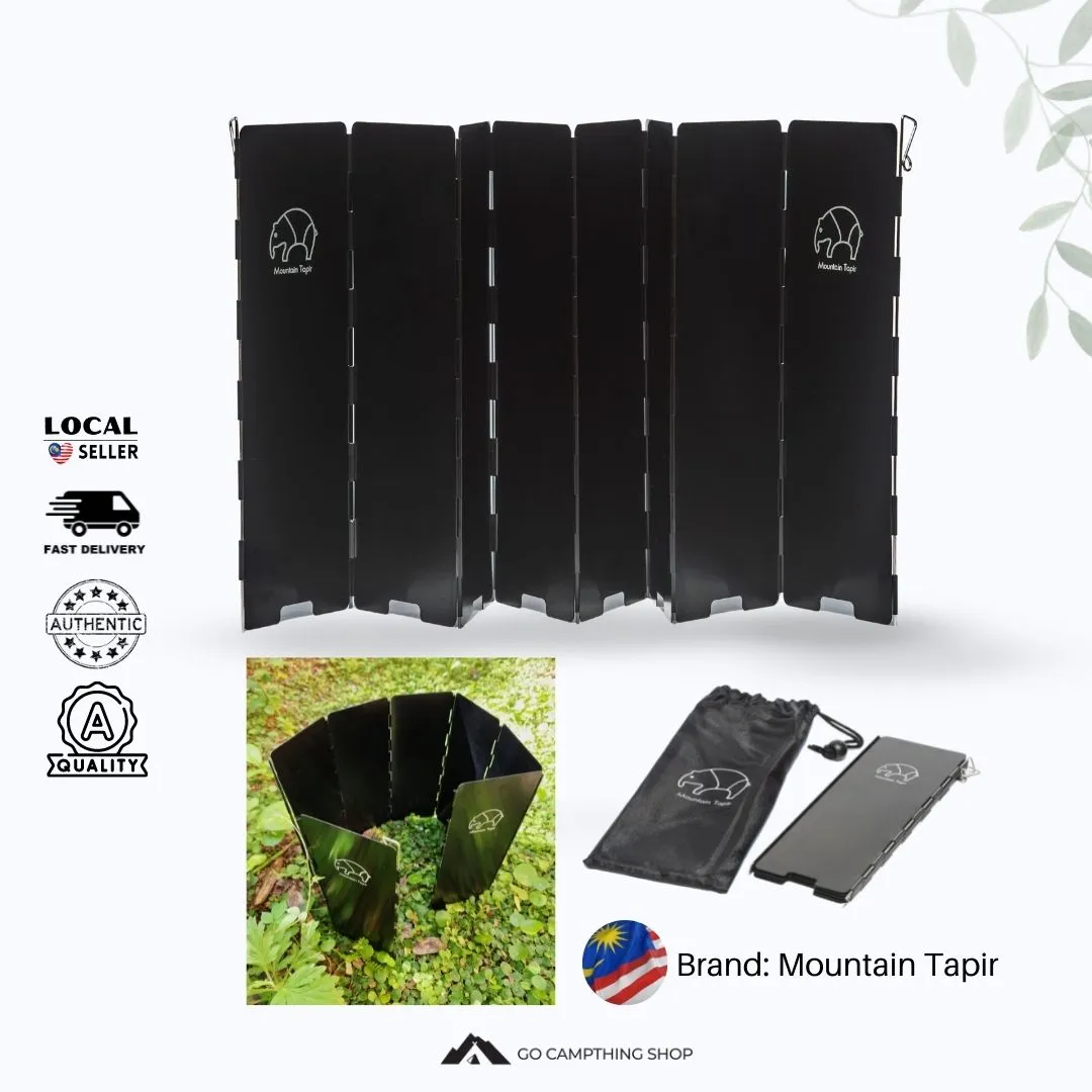 Mountain Tapir Camping Cooking Windscreen Aluminium Alloy Foldable Windshield Storage Bag Included