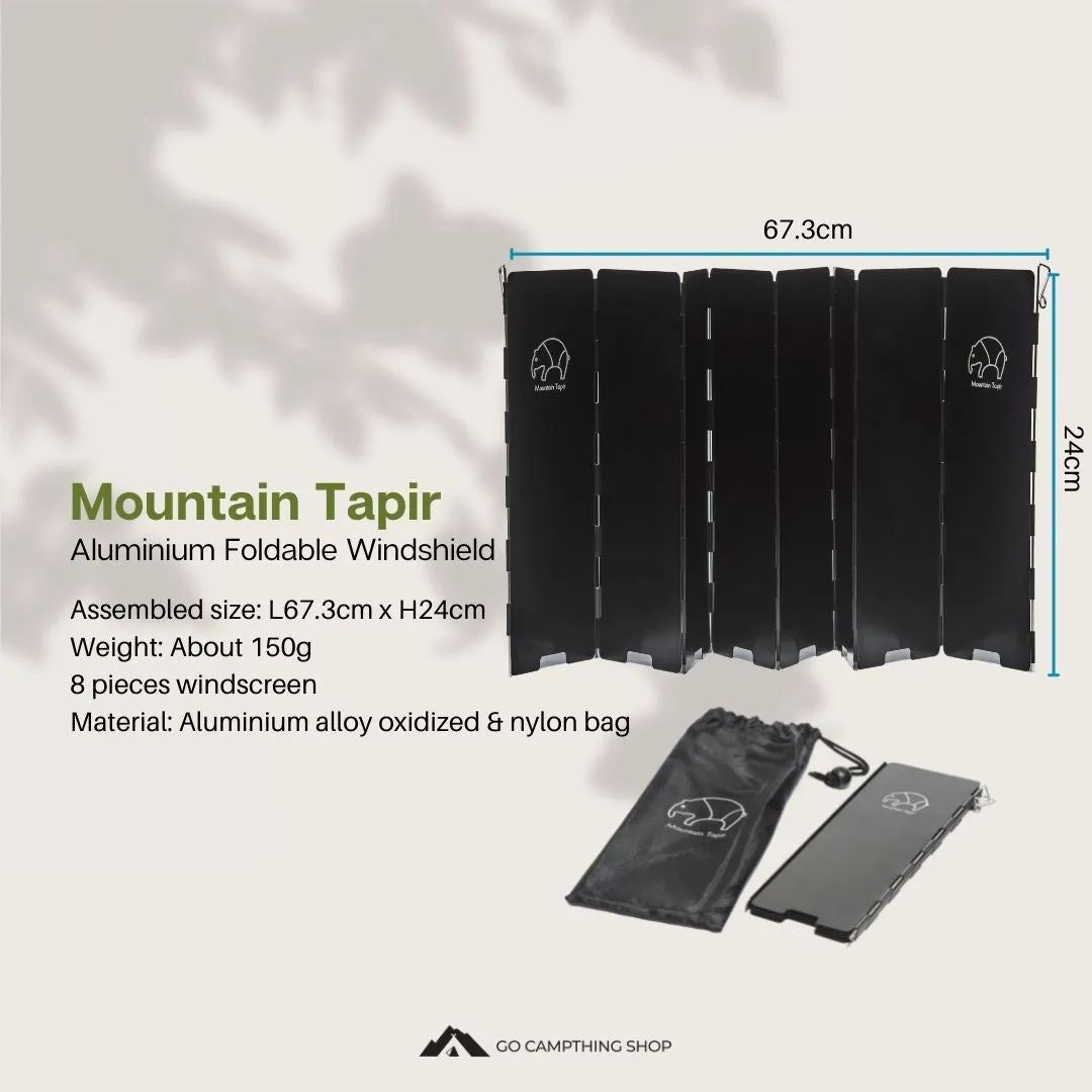 Mountain Tapir Camping Cooking Windscreen Aluminium Alloy Foldable Windshield Storage Bag Included